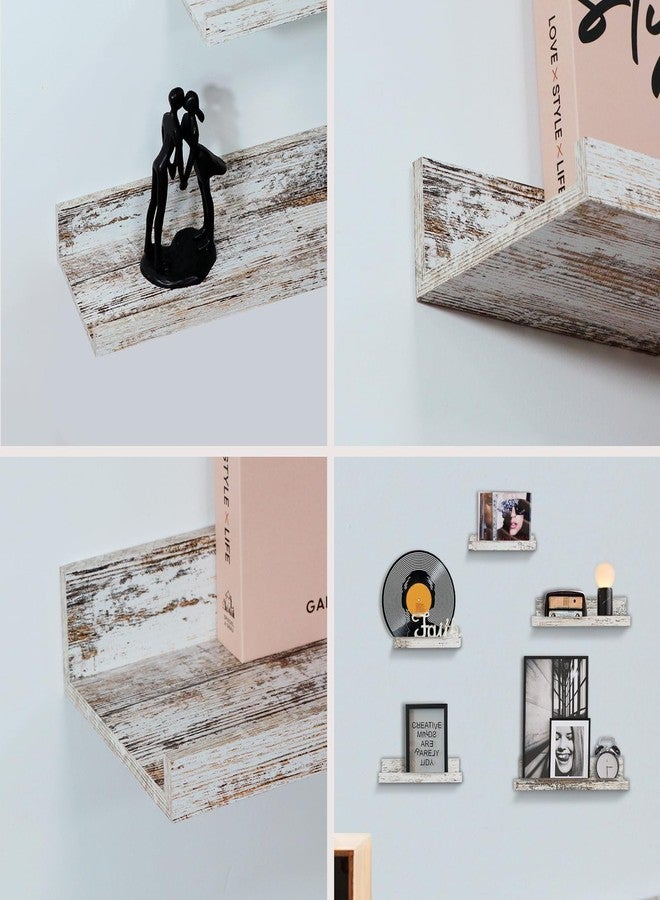 Walasis Rustic Shelves Wall-Mounted Distressed White - Farmhouse Wall Shelves 15.8 inch Wood Wall Decor Decorative Small Floating Ledge Shelf for Bedroom Living Room - Image 4